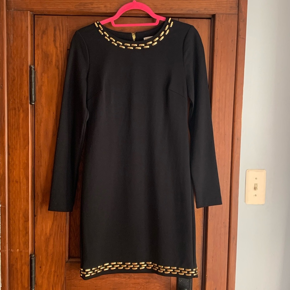 Michael Kors Knit Shift Dress w/ Gold Accents